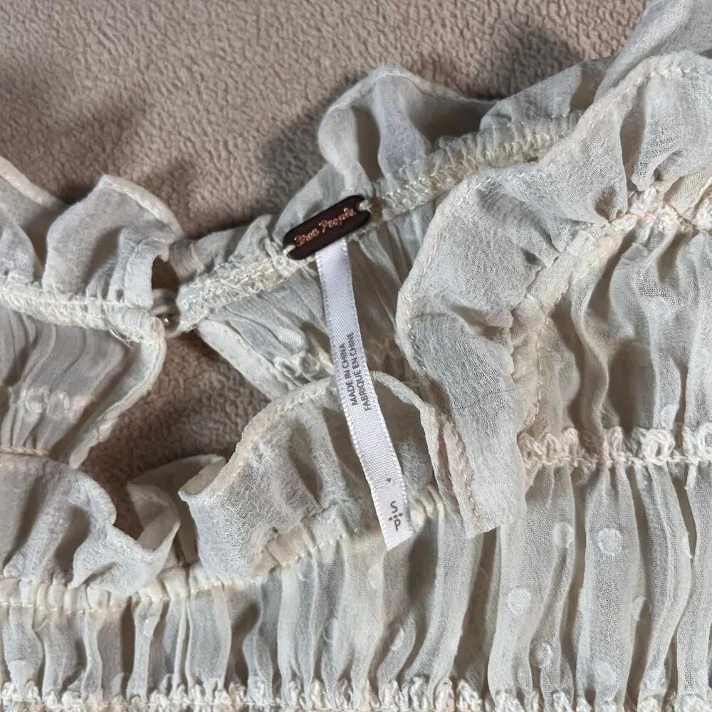 Sheer Women's Fairy Cottage Core Boho Peasant Long Sleeve Blouse Regency Size S